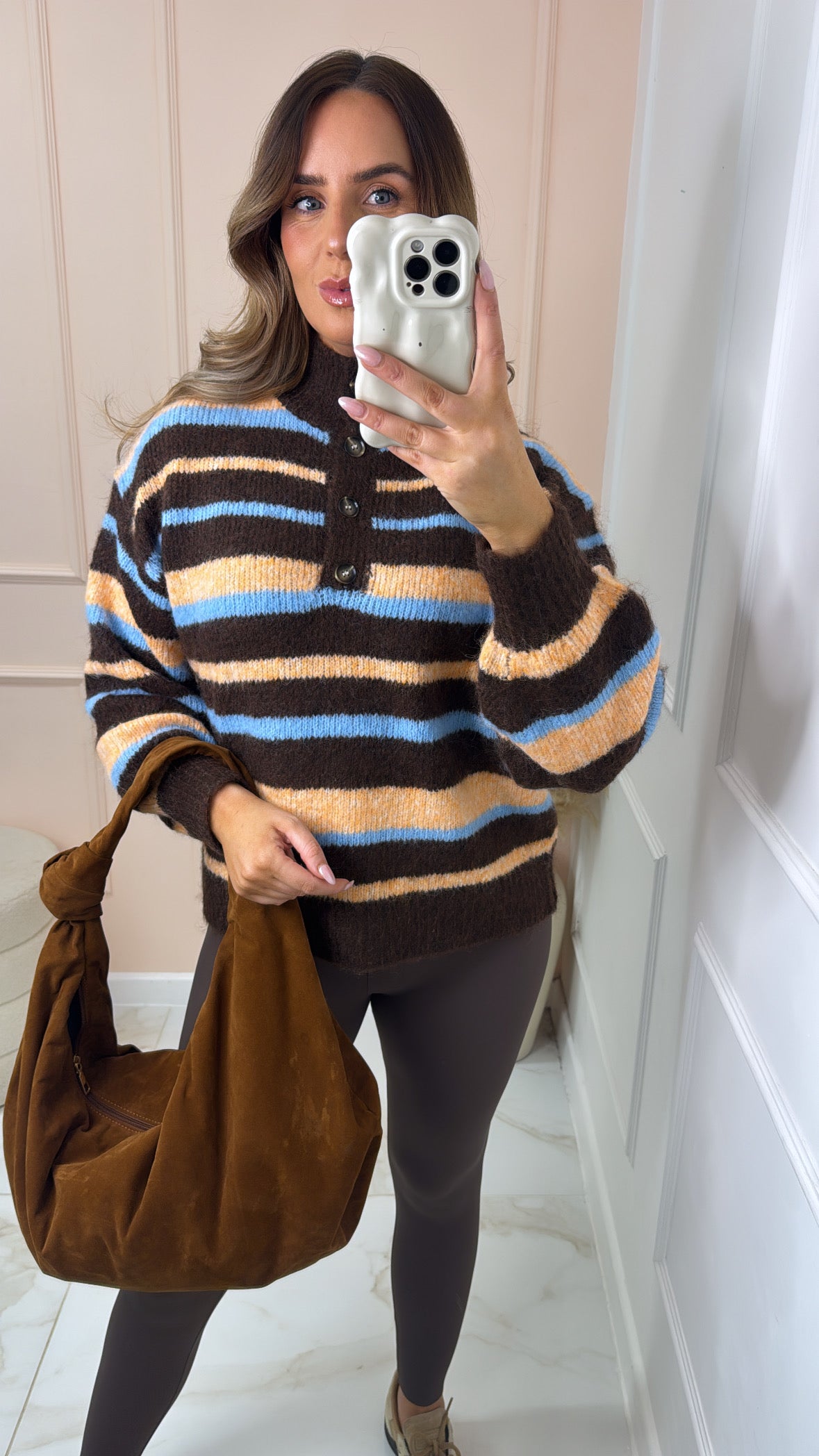 BELLE brown multi stripe knit jumper