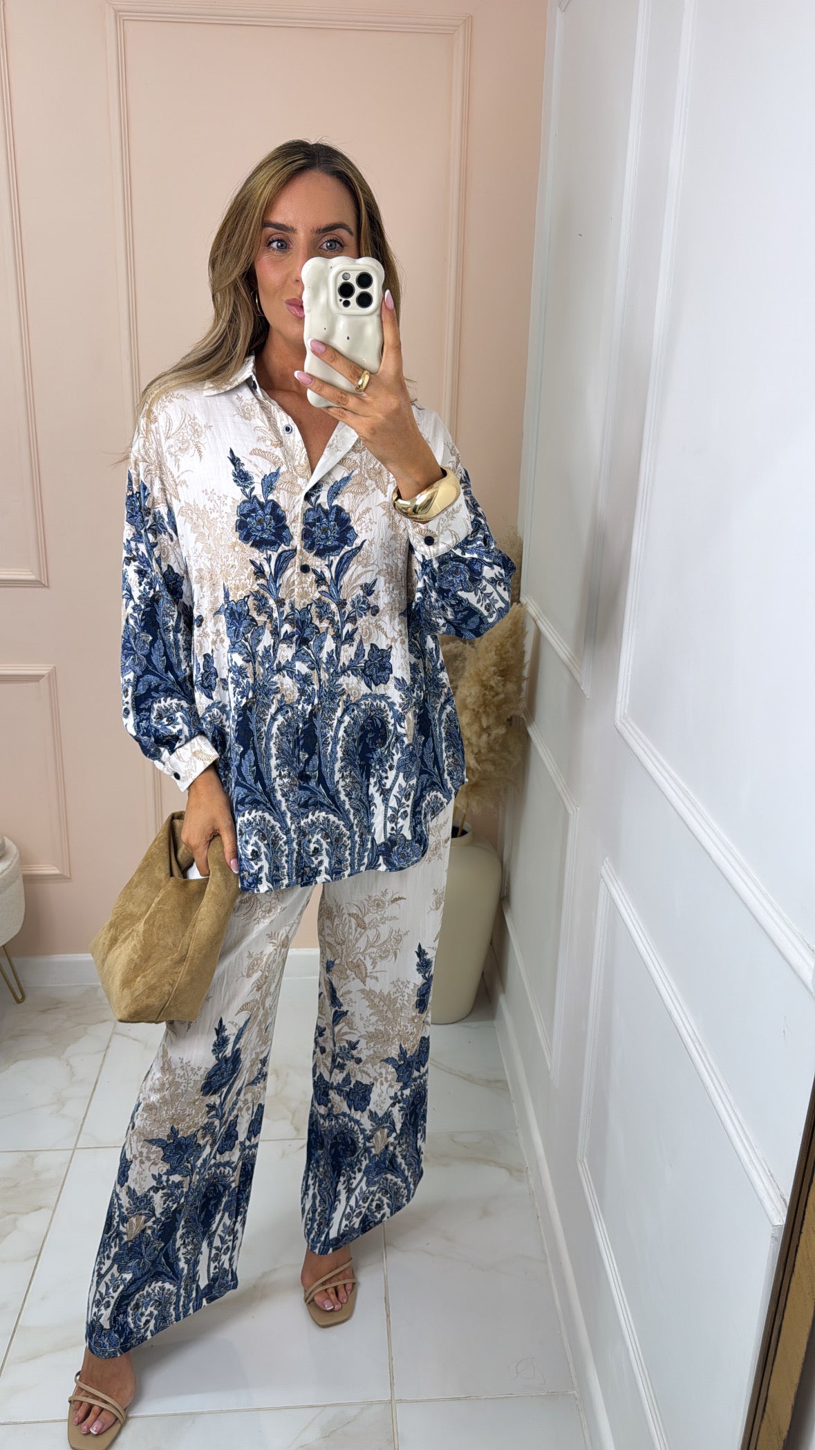 GRACE blue paisley print trouser set