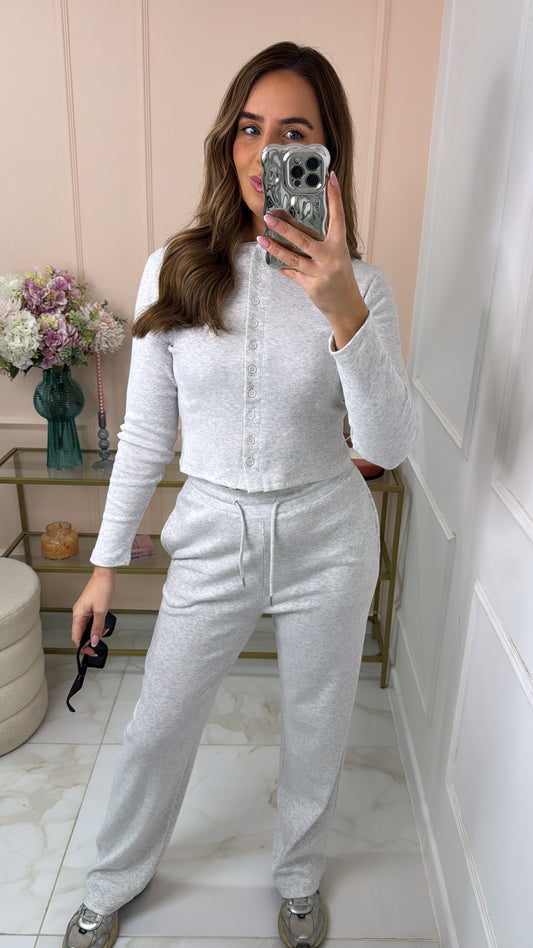 MAE grey marl button lounge set