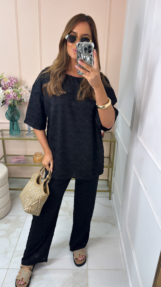SERENA black textured trouser co-ord