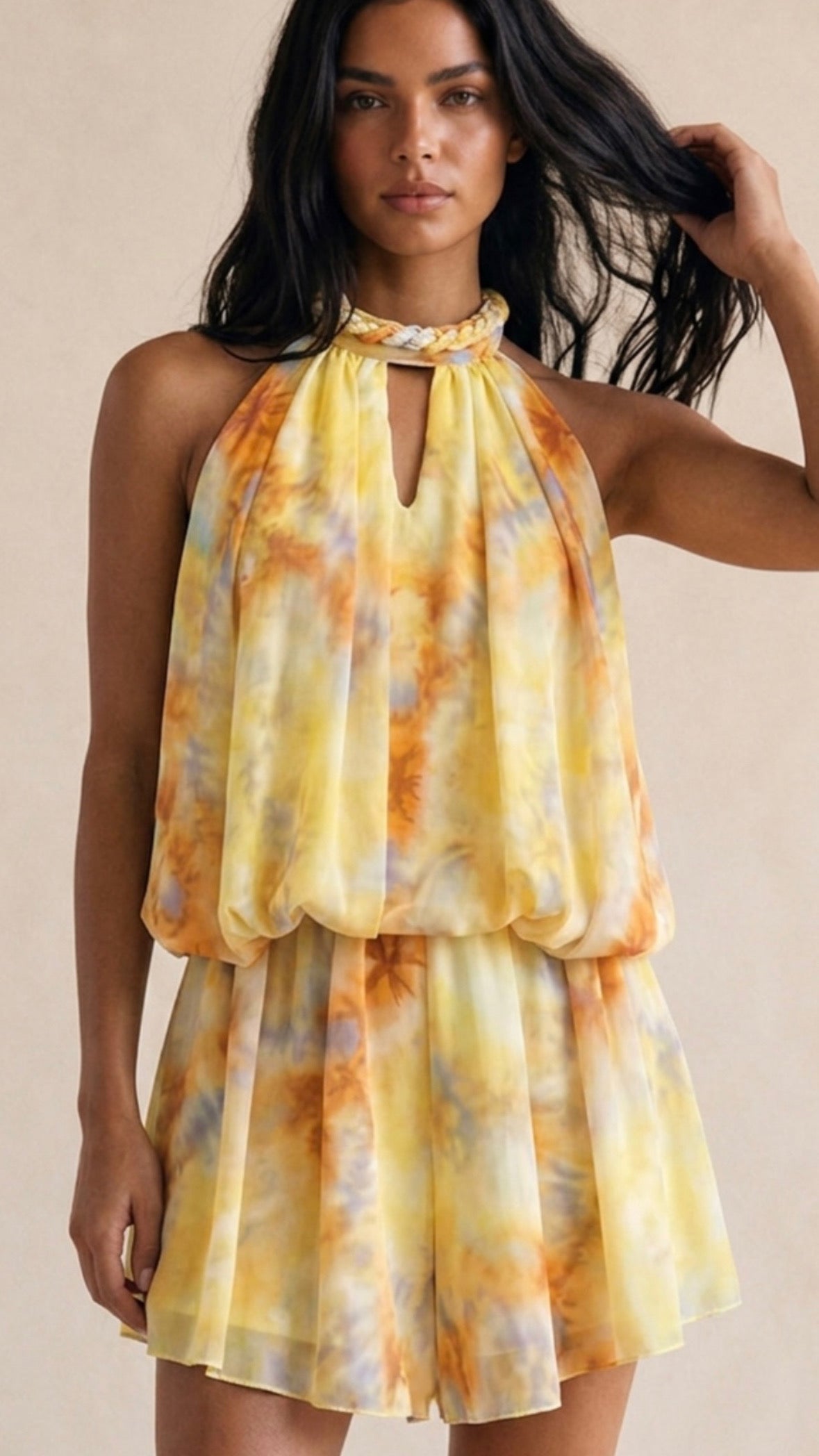 MIA lemon tie dye playsuit
