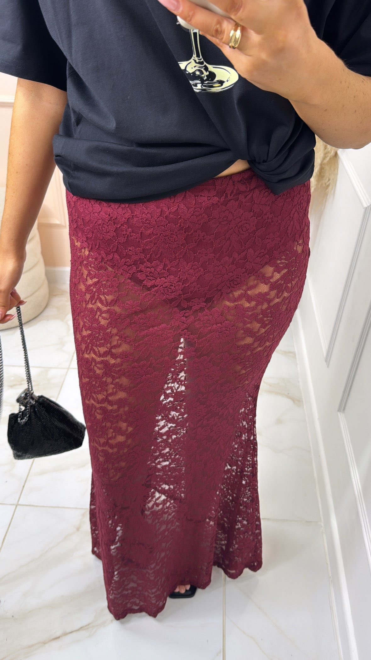 IZZY burgundy lace knicker maxi skirt