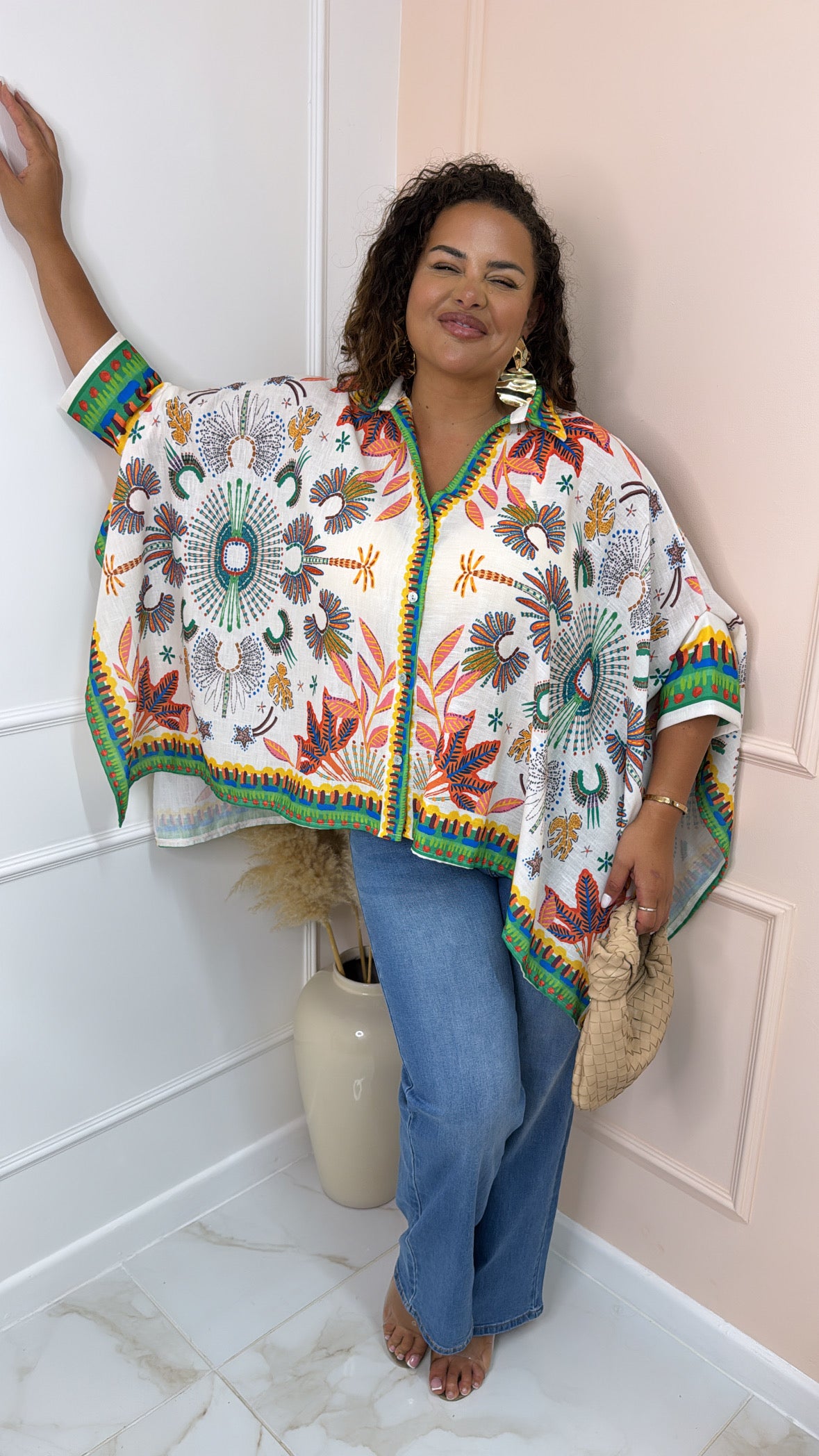JOSIE tropical print poncho top