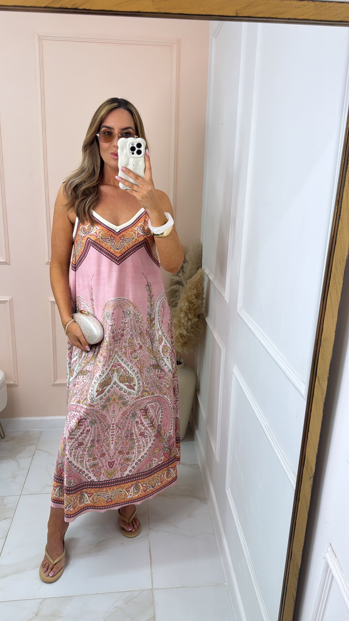 PIPPA pink paisley satin maxi dress