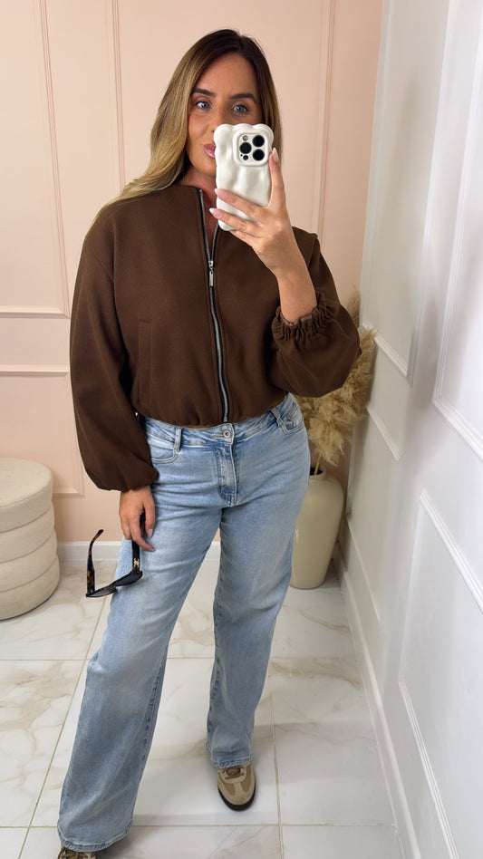 NIKKI chocolate bomber jacket