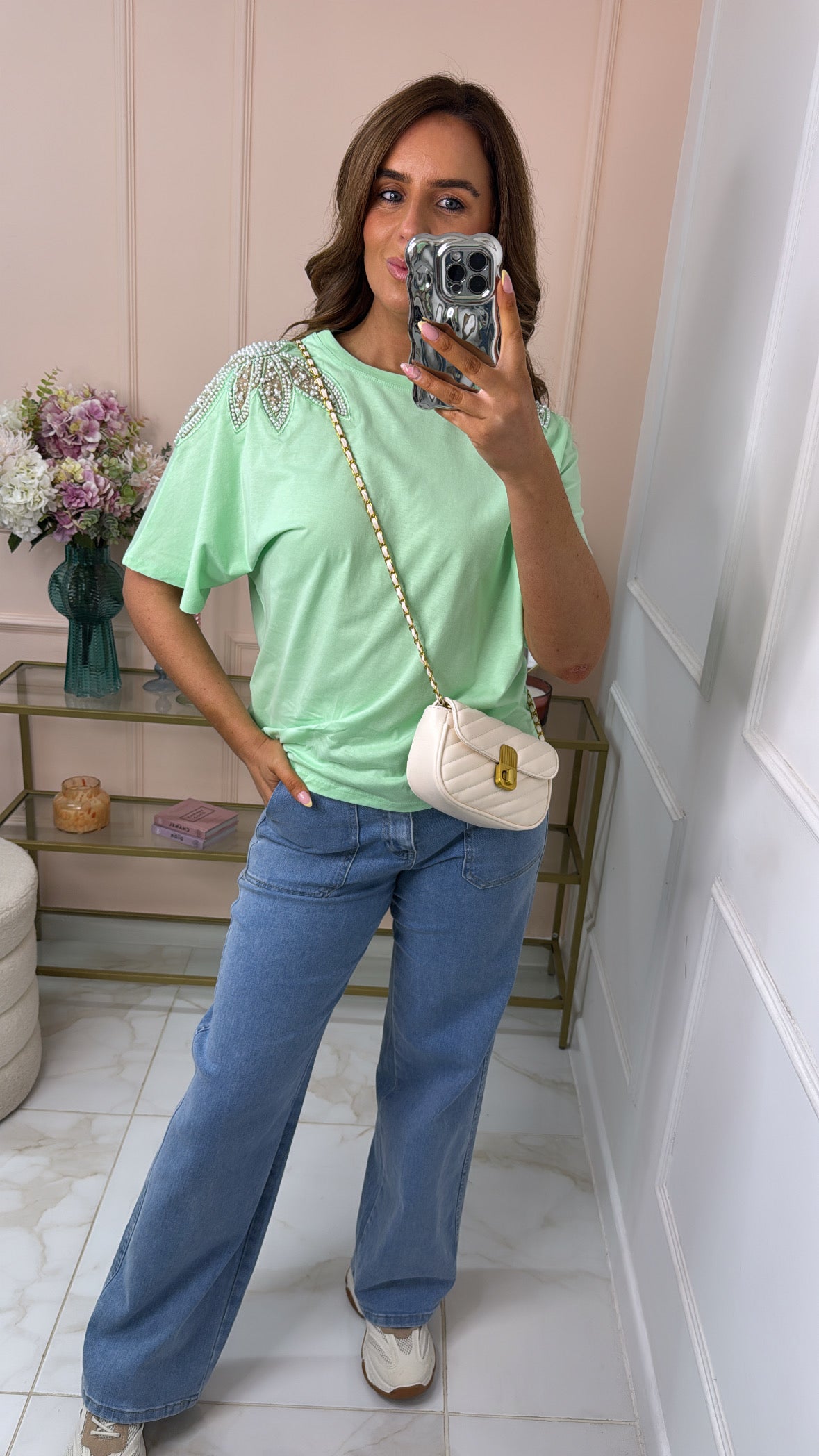 JESSIE mint embellished tshirt