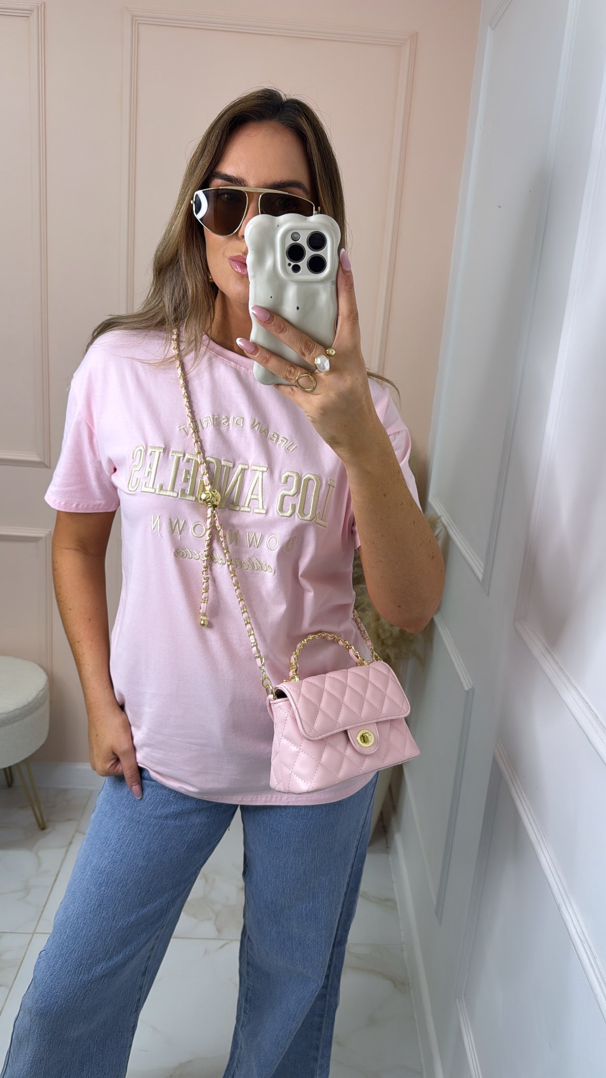 EDEN pink los angeles embroidered tshirt