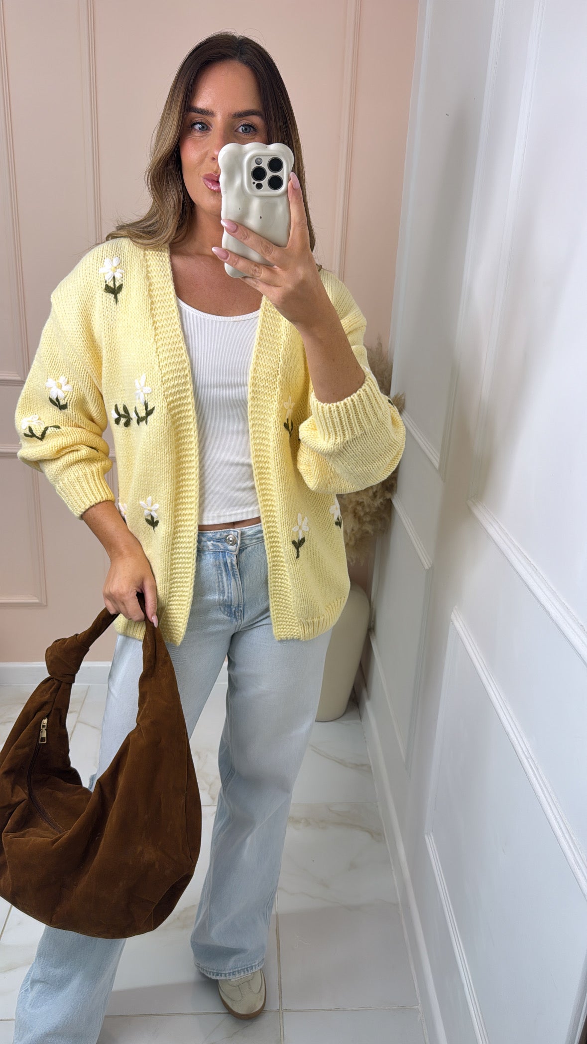 CHLOE lemon daisy knit cardigan