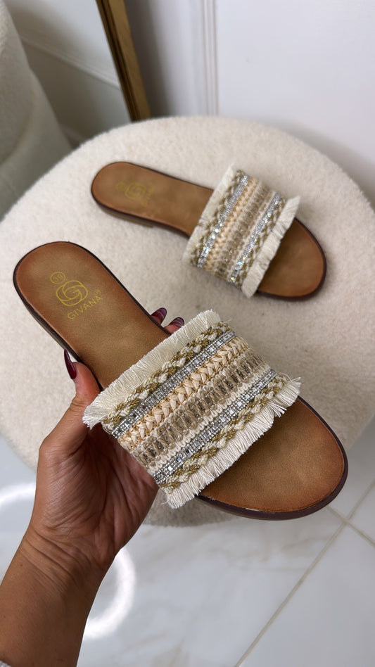 MADISON cream embroidered sandals