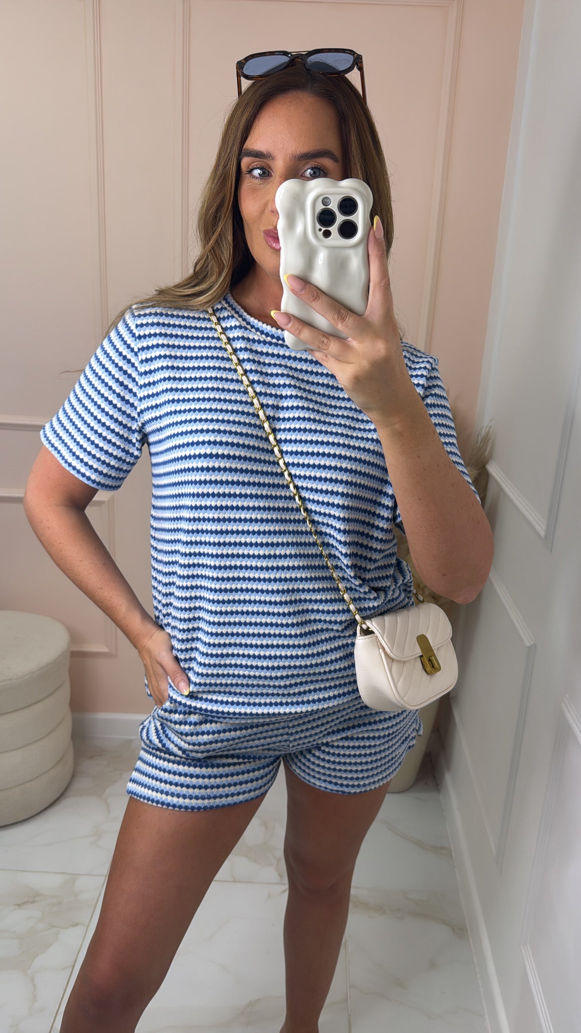 CALLIE blue striped short set