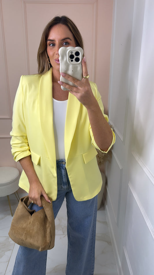 FREYA lemon ruched sleeve blazer