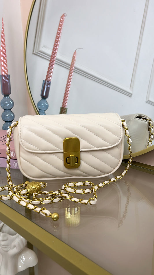 BONNIE cream quilted crossbody bag