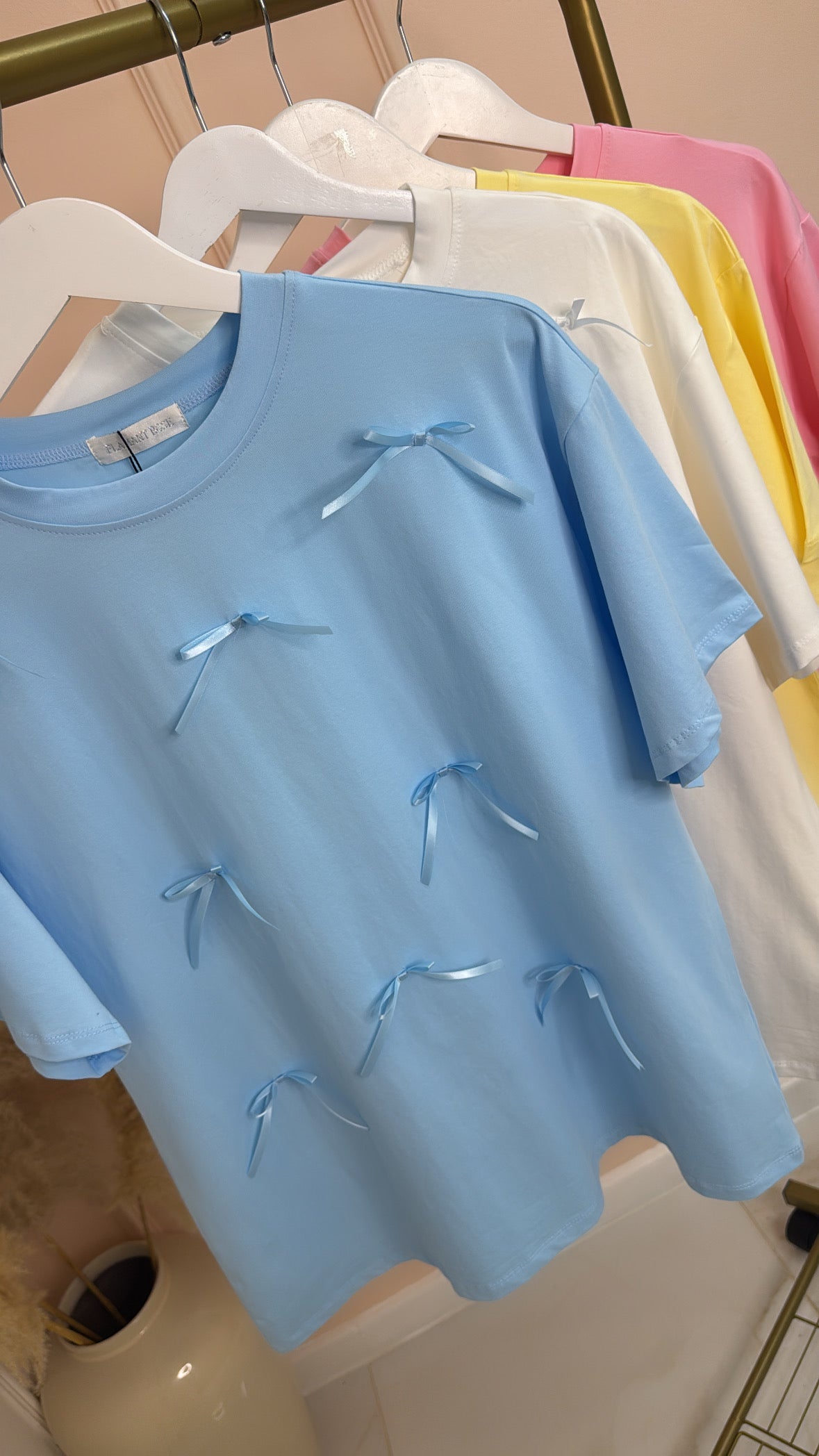 KAYLA blue ribbon bow t-shirt