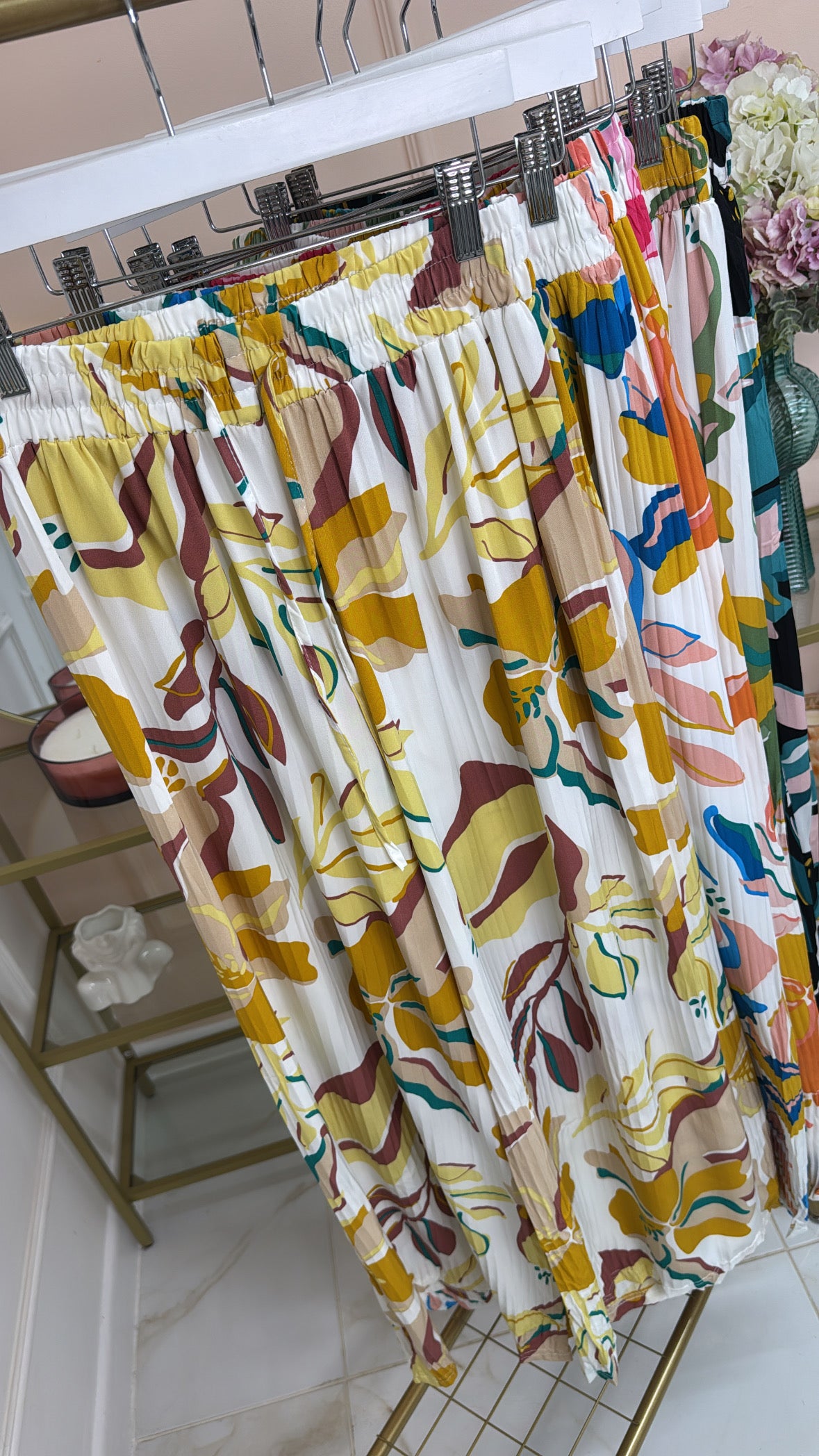 LEAH mustard floral print pleated trouser