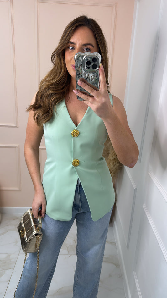 JASMINE mint tailored waistcoat