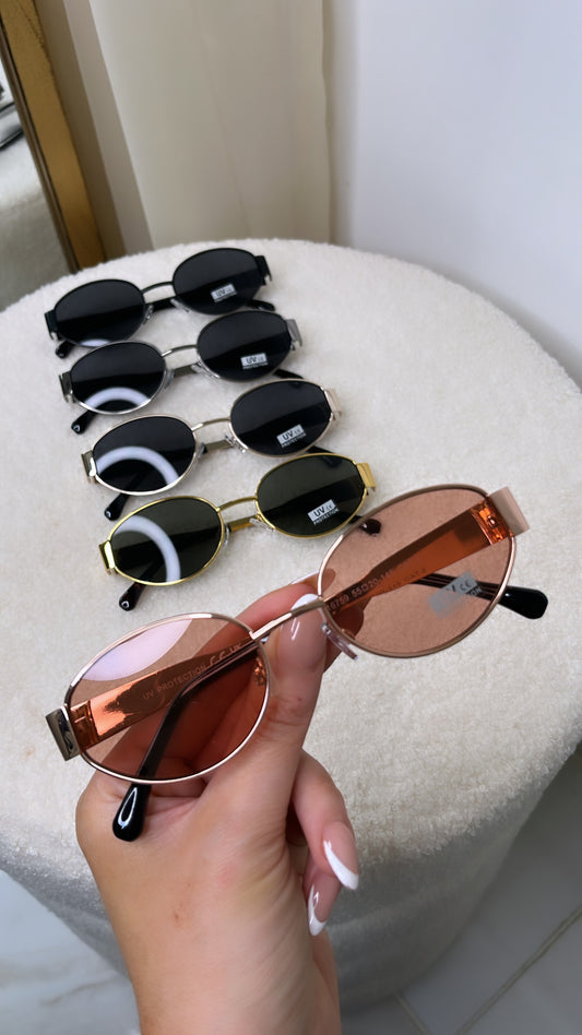 MADDIE rose gold oval metal frame sunglasses