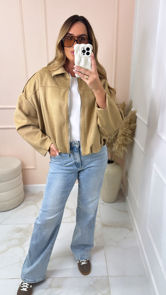 SADIE camel suede utility jacket