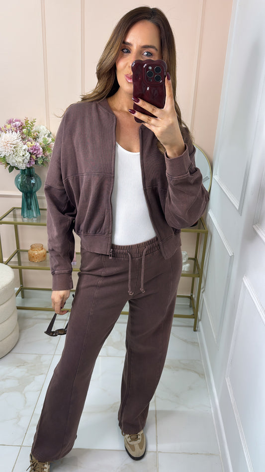 COURTNEY light choc acid wash lounge set
