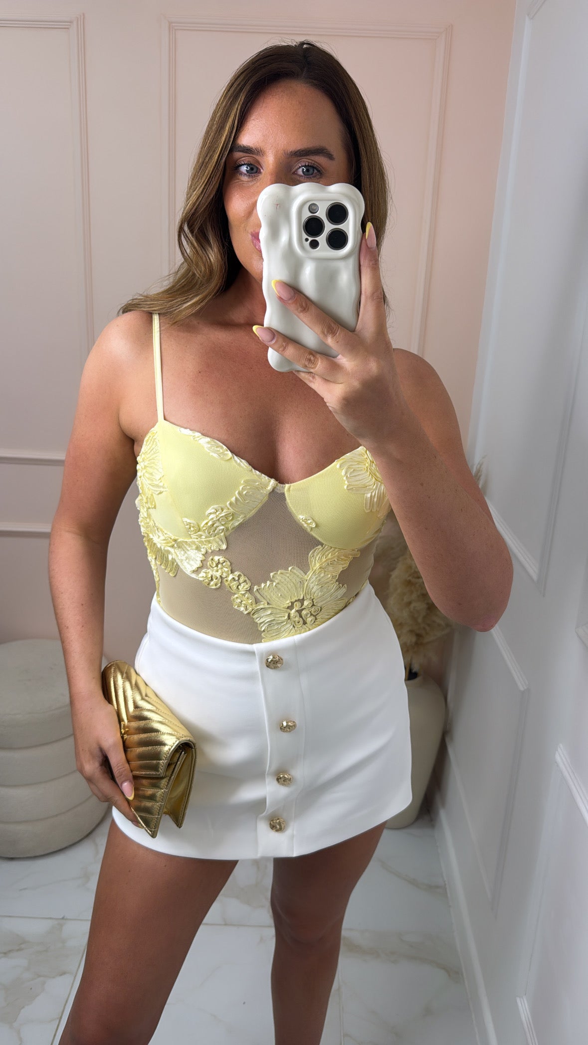 FLORENCE yellow sheer floral print bodysuit