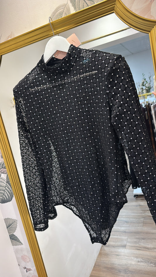 JODIE black & silver mesh bodysuit