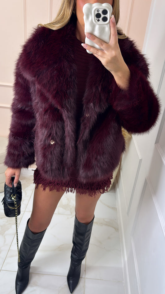 KEELEY wine faux fur soft jacket