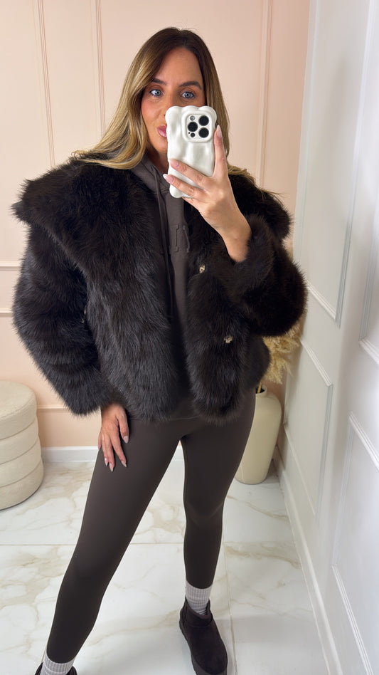 KEELEY brown faux fur soft jacket