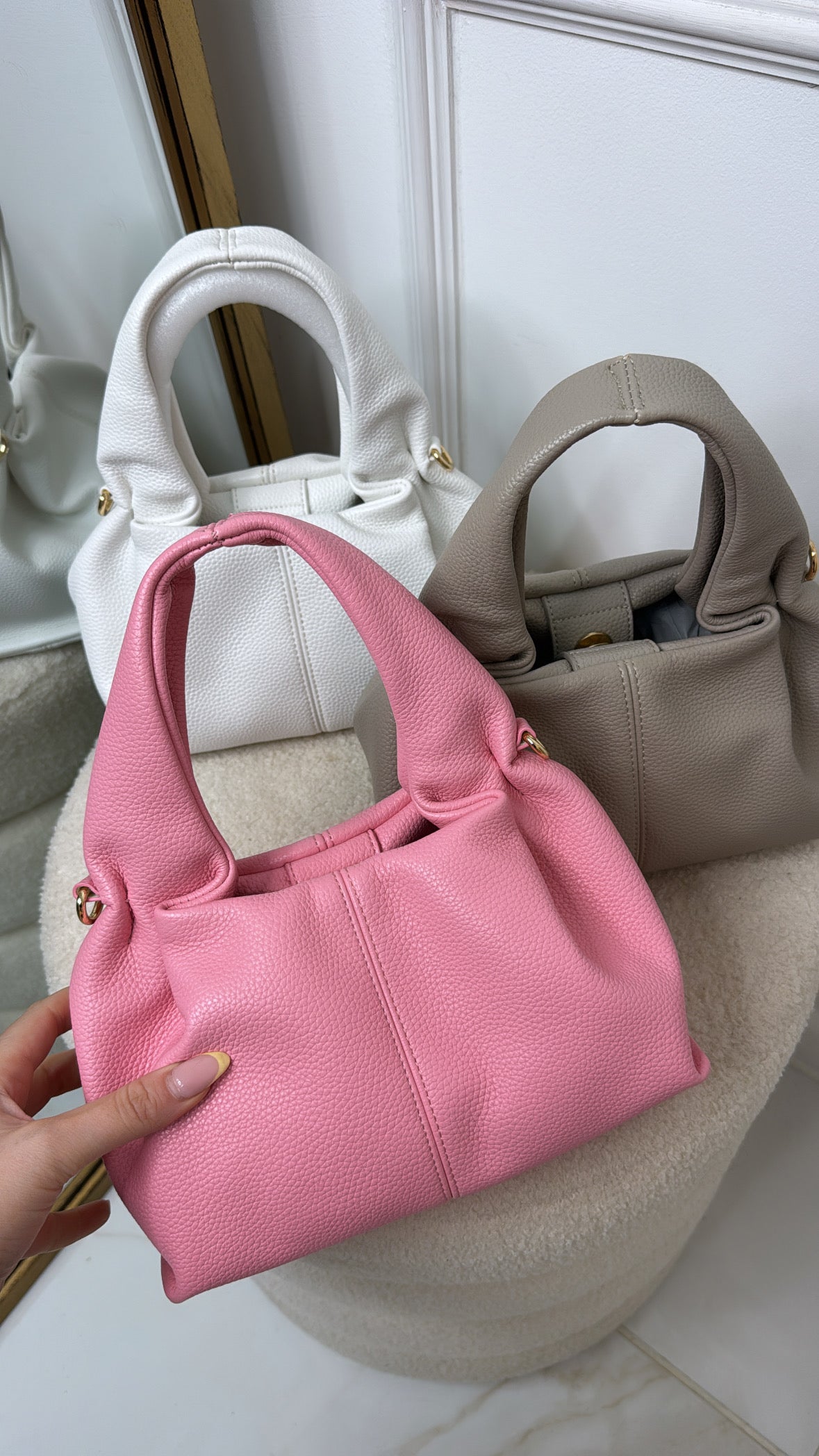 SARA pink gathered grab bag