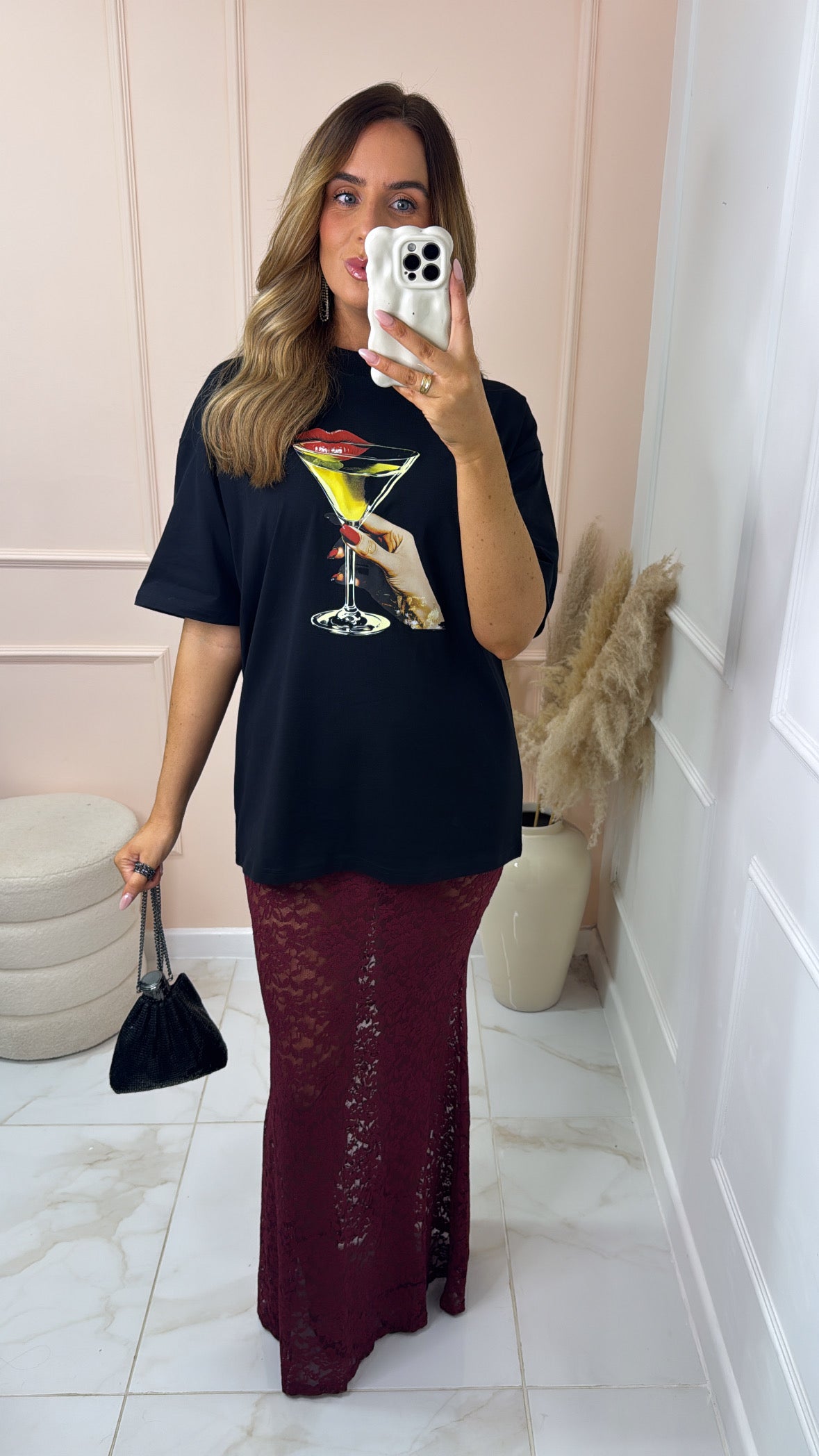 IZZY burgundy lace knicker maxi skirt