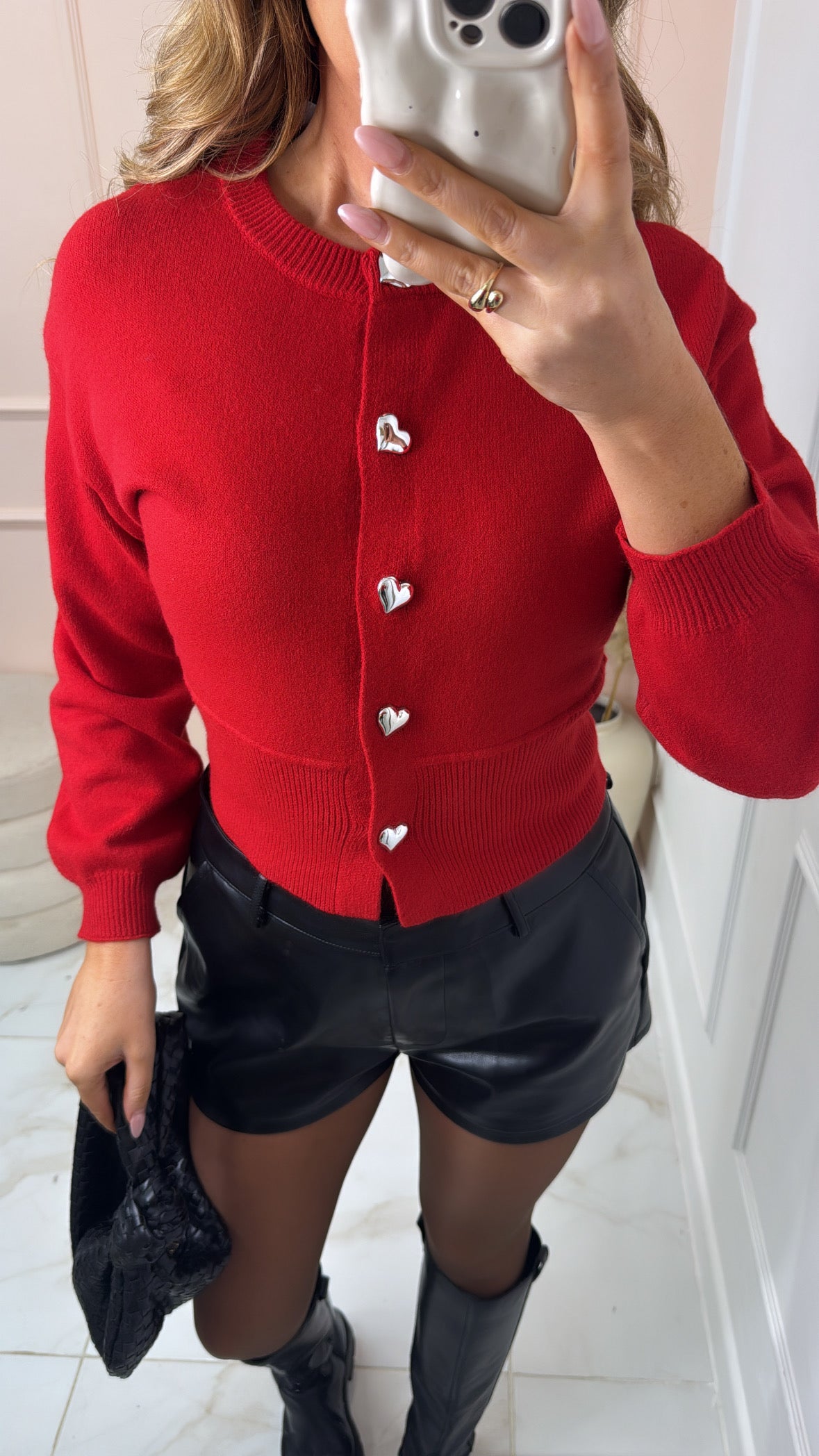TILLY red heart button cardigan