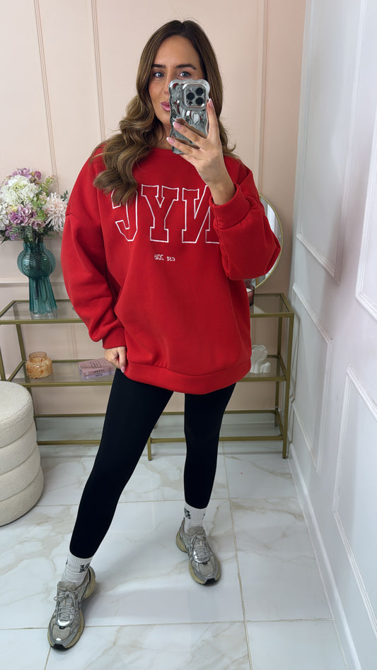 ALYSSA red NYC embroidered sweater