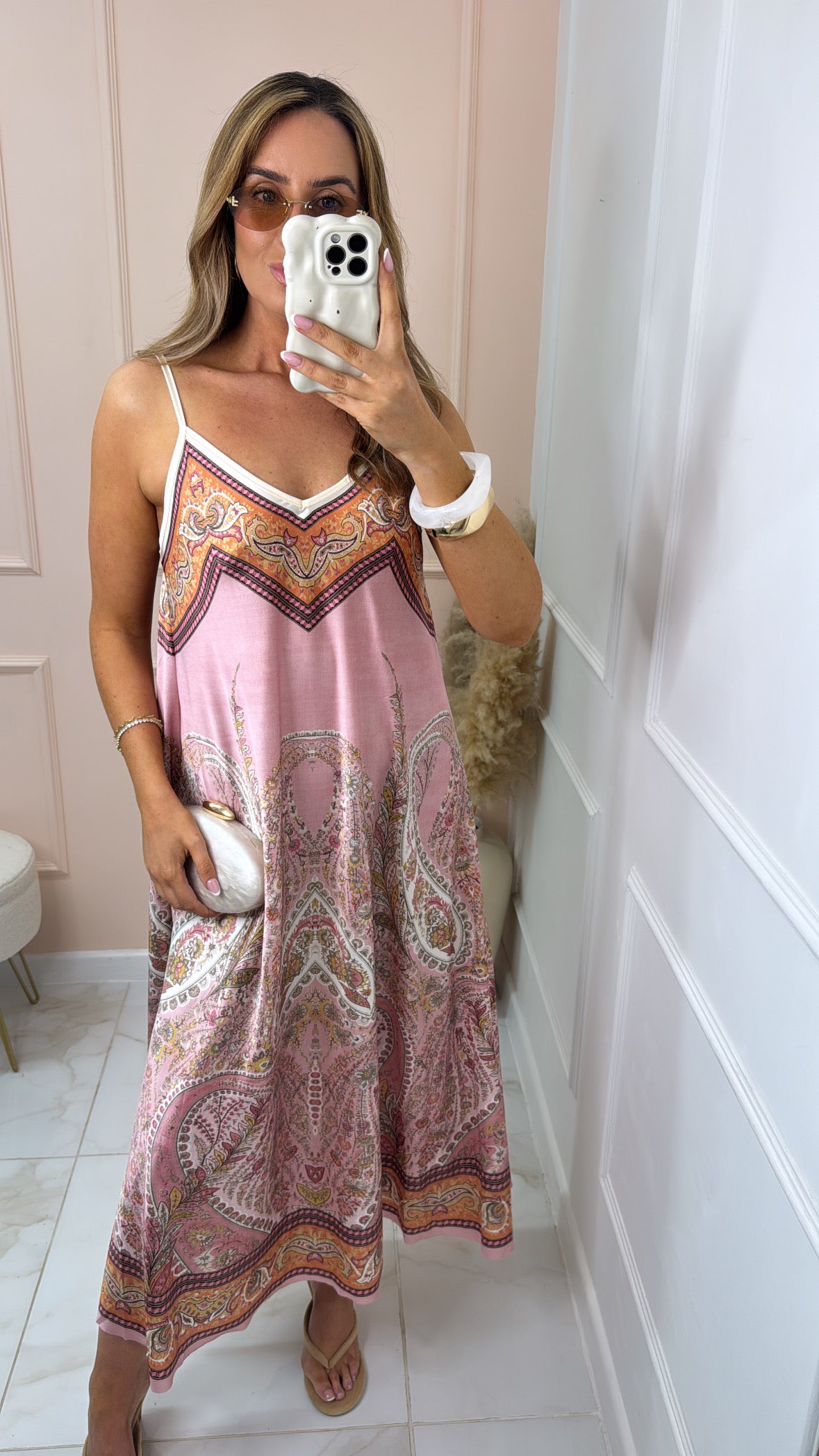PIPPA pink paisley satin maxi dress