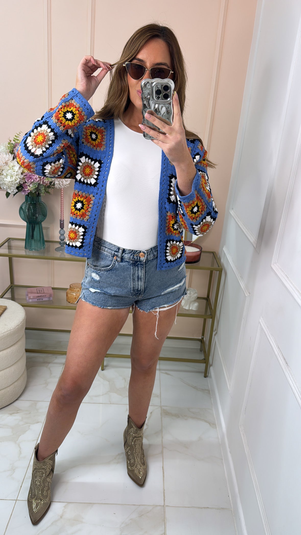 JENNY blue crochet cardigan
