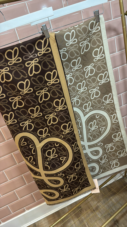 JAYDA brown printed motif scarf