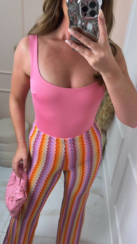 POPPY pink square neck bodysuit