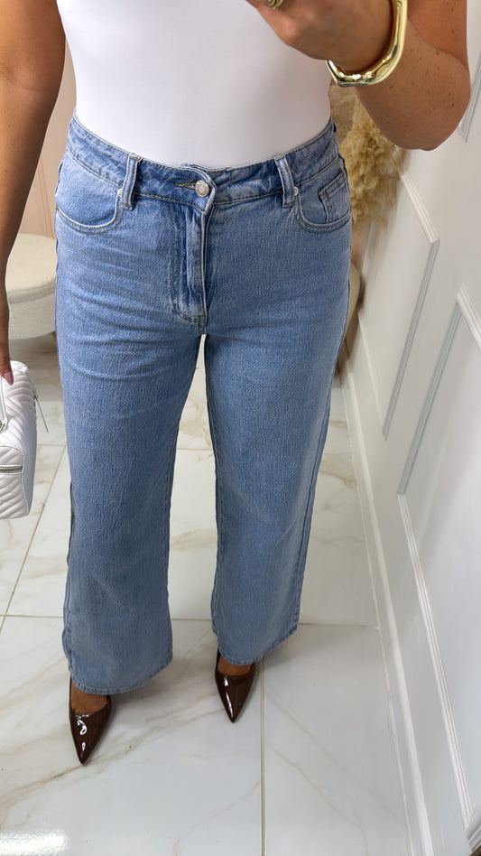 AURORA light wash straight leg dad jeans