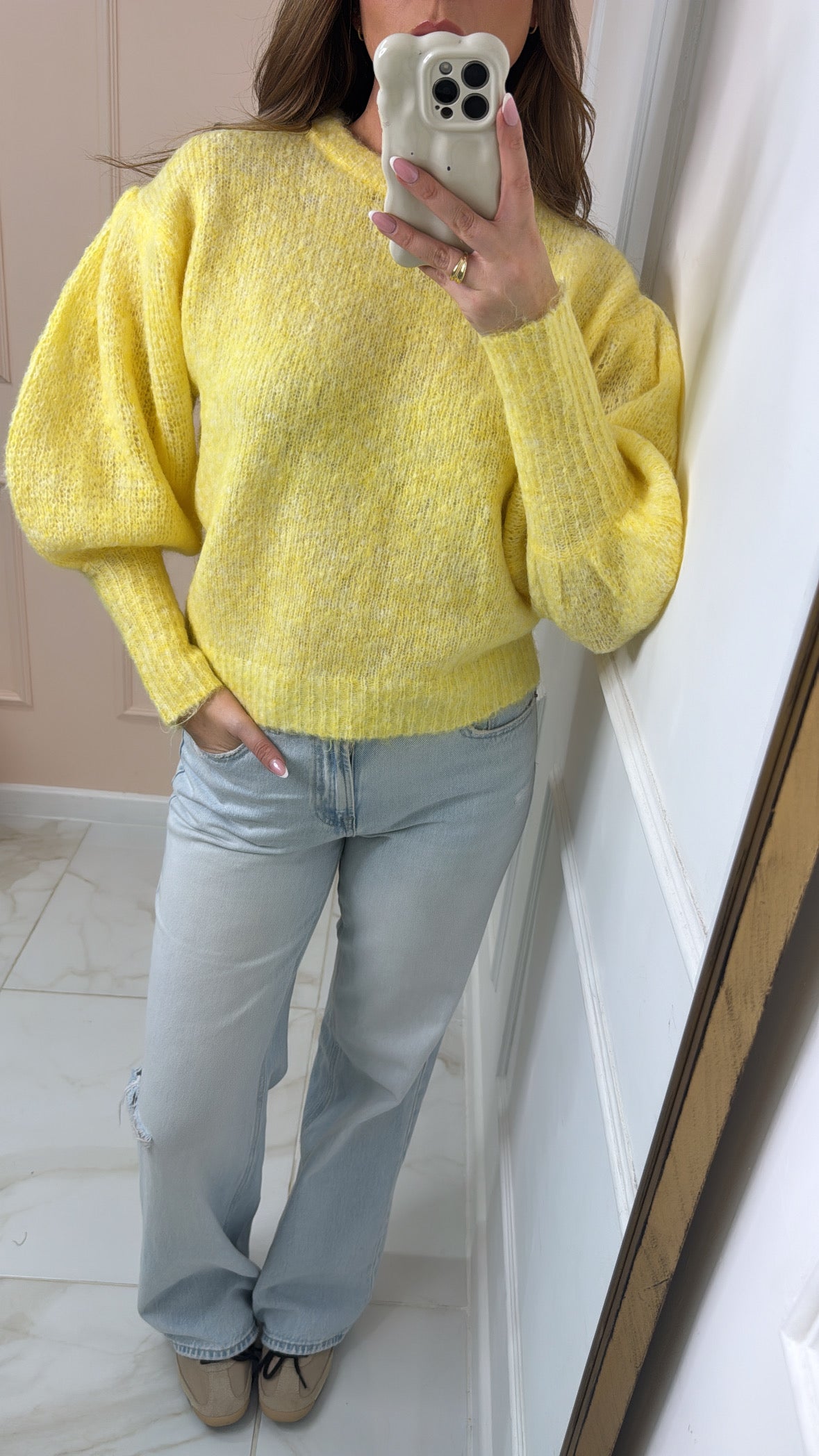 BOBBI yellow puff sleeve jumper
