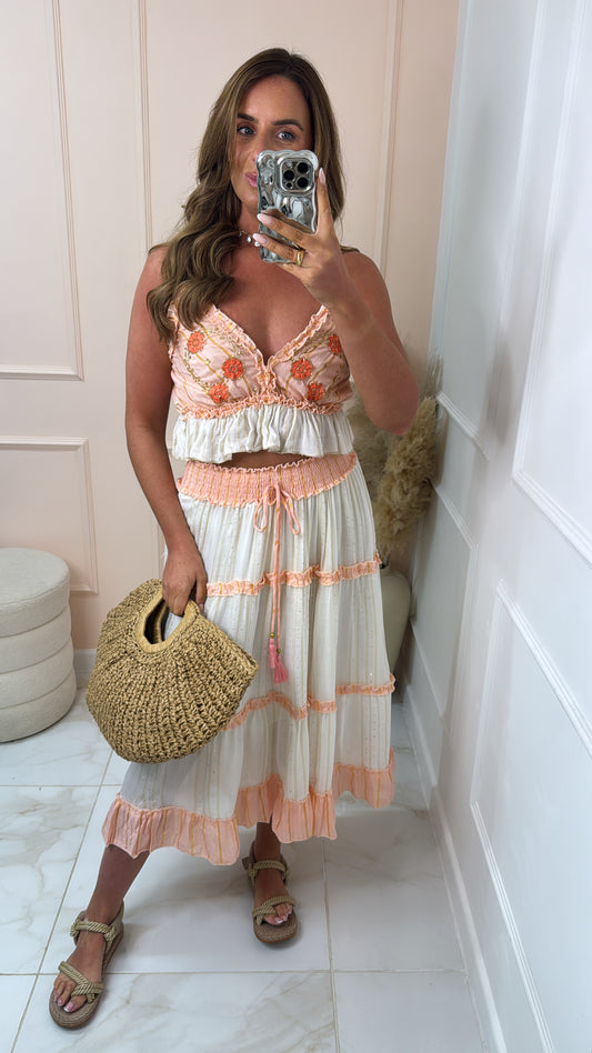 PHILLIPA pink gypsy skirt co-ord