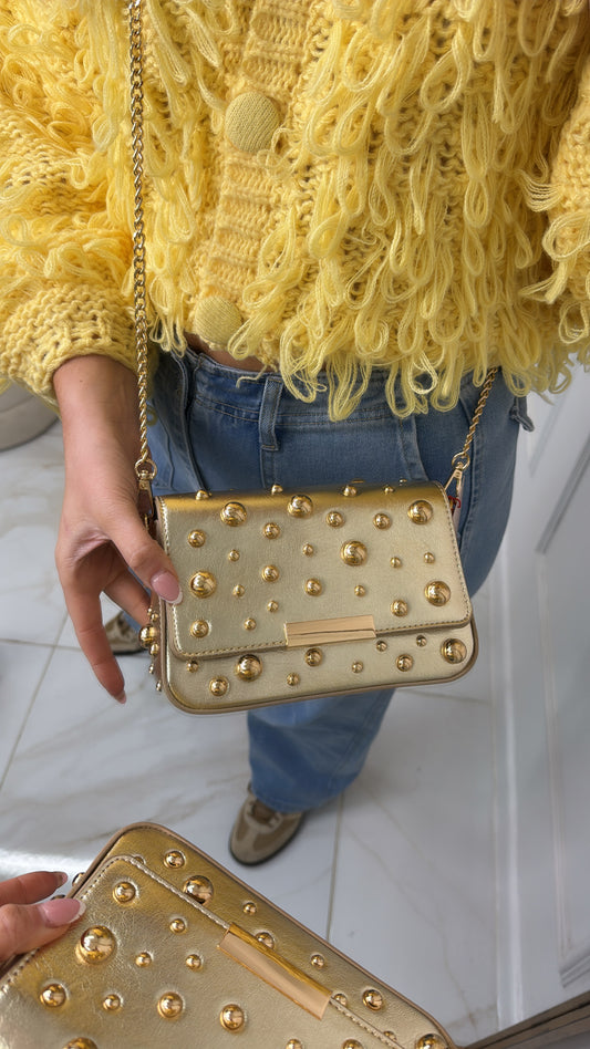 GRACEY gold pearl detailed crossbody bag