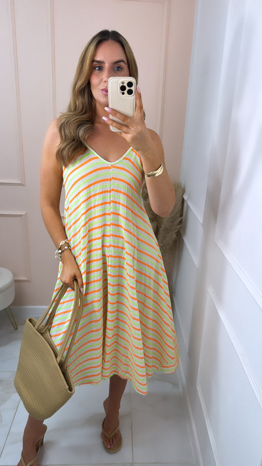 LORI orange stripe maxi dress