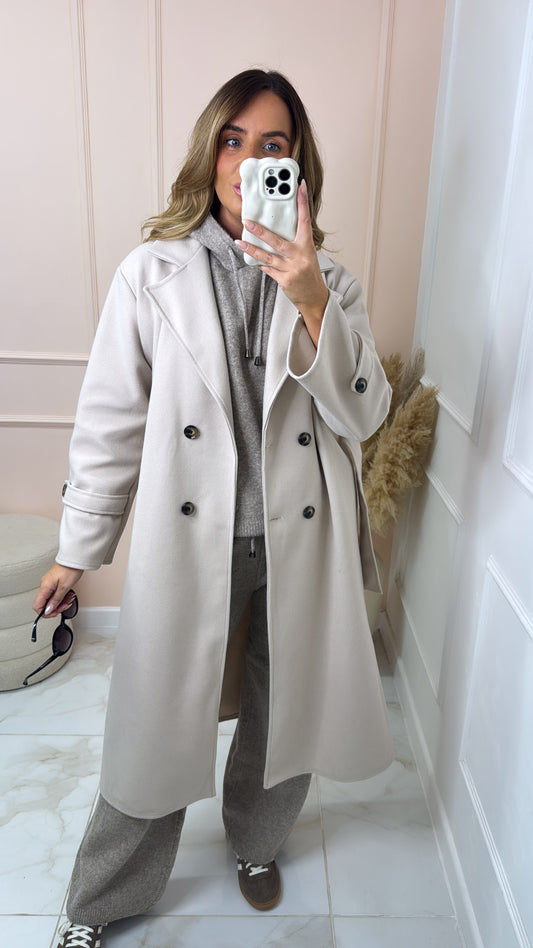 MORGAN beige collar belted trench coat