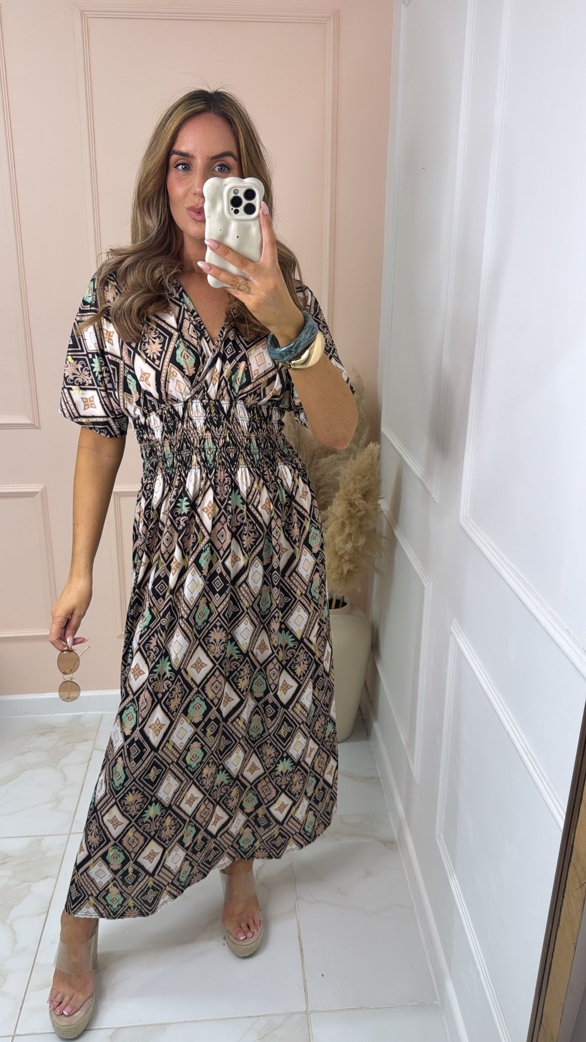 DAHLIA black printed maxi dress