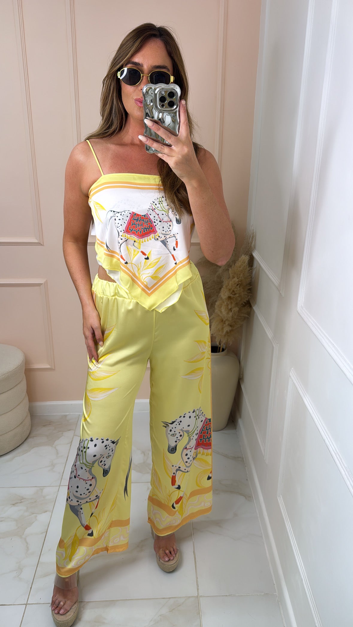 LAYLA lemon printed handkerchief trouser set