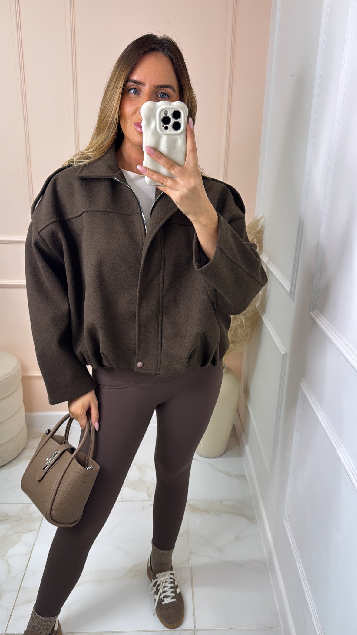 NALA brown boxy bomber jacket