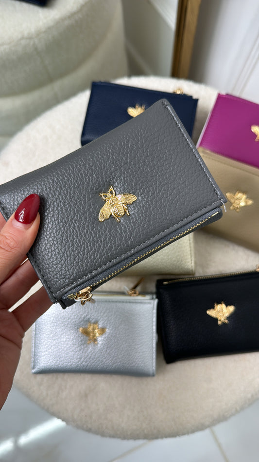 BRIELLE charcoal bee purse