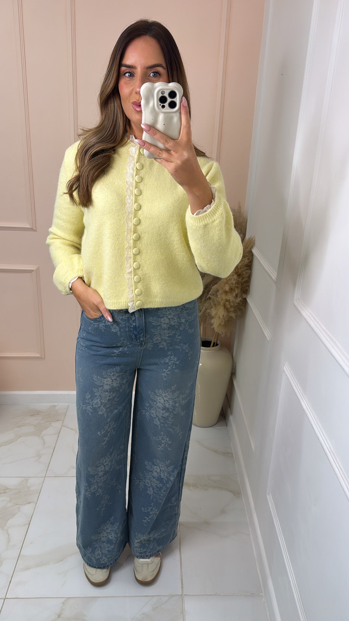 WILLOW light blue floral print wide leg jeans