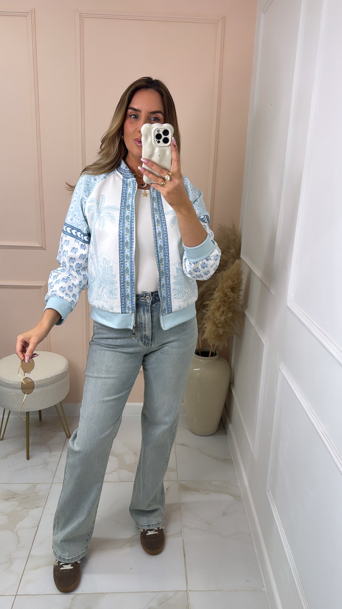 DARYL blue printed bomber jacket