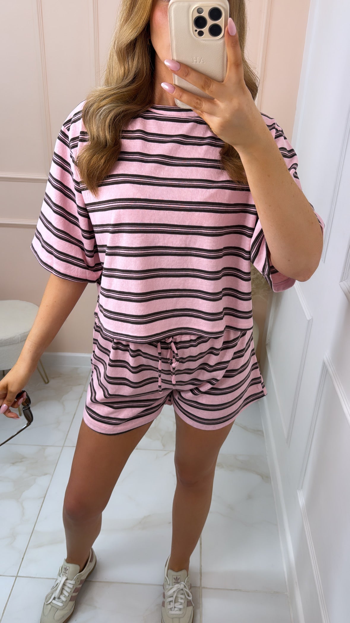 ROSIE pink stripe short set
