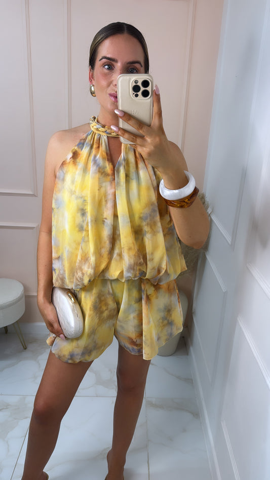 MIA lemon tie dye playsuit