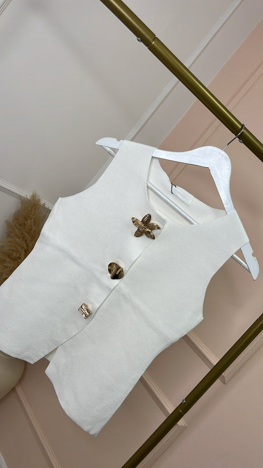ALINA white starfish button fine knit waistcoat