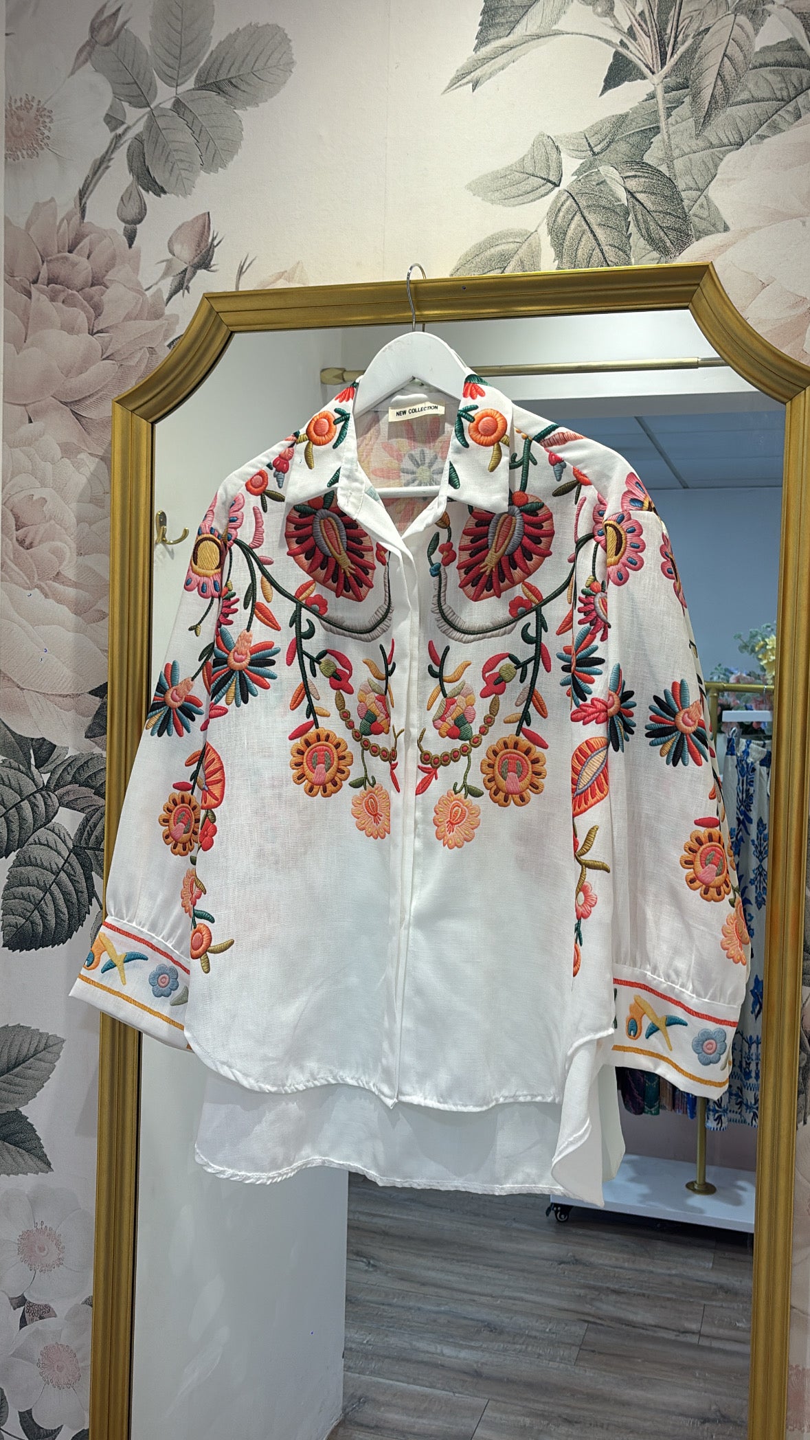 MINNIE cream multi floral printed blouse